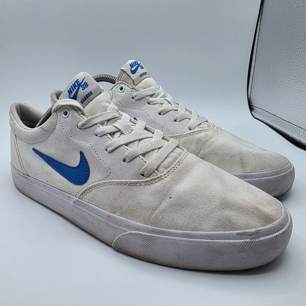 Nike SB Charge Mens Size 11.5 White Signal Blue Sneaker Shoes Casual Athletic